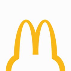 the mcdonald's logo is shown in yellow and white, with an outline of a bun