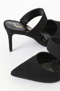 From desk-to-date looks to dance party 'fits, the Lulus Faire Black Suede Pointed-Toe Mules can finish off your get-up! These chic mule pumps have a faux suede construction that forms a pointed-toe upper and a matching vamp strap (with a bit of elastic for fit), that creates a cool cutout look. Slide-on design. 3. 5" stiletto heel. Cushioned insole. Rubber sole has nonskid markings. All Man Made Materials. Imported. Lulus | Faire Black Suede Pointed-Toe Mules. Mule Pumps, Party Fits, Dance Party, Stiletto Heel, Black Suede, Heeled Mules, Faux Suede, Mule Shoe, Stiletto Heels