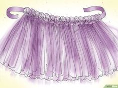 a drawing of a purple tulle skirt with a ribbon around the waist and bottom