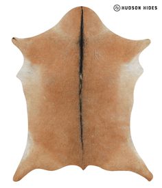 a brown and white cowhide rug with black lines on the back of it's skin