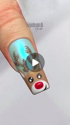 Rudolph Nails Designs, Deer Nails, Nail Picking, Xmas Nail Art, Nail Art Tutorials, Winter Nail Art, Instagram Nails, New Year's Nails, Nail Studio