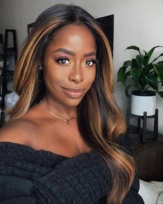 Ombre Hair Color on Dark Skin Women 18 Ideas - women-club.online Honey Brown Hair Color, Trendy Fall Hair Color, Hair Color For Dark Skin, Warm Hair Color, Blonde Highlight, Honey Brown Hair, Wave Wig, Fall Hair Color, Hair Color For Black Hair