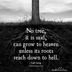 a black and white photo with a cross on top of it that says, no tree, it is said can grow to heaven unless its roots reach reach down to hell