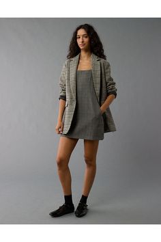 Square neck/Zip-up back/Plaid print/This dress is Real Good: Made with the planet in mind & a promise to continue to do better. Square Neck Mini Dress, Do Better, Plaid Print, Zip Up, Square Neck, Women's Jeans, American Eagle Outfitters, American Eagle, Zip Ups