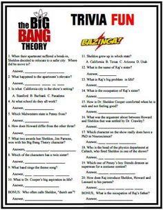 the big bang theory trivia fun game is shown in black and white with red lettering