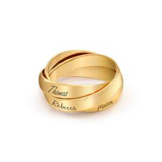 Charlize Russian Ring in Gold Plating Engraved Rings Personalized, Birth Stones Chart, Russian Ring, Russian Wedding Ring, Personalized Best Friend Gifts, Bracelet Initial, Bracelet Couple, Three Rings, Personalized Rings