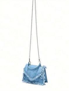 This crossbody bag features a chic denim effect tie dye design, paired with fringe detail and a metal chain strap. The perfect combination of style and functionality, this bag is sure to elevate any outfit. Stay on-trend and hands-free with this must-have accessory. Color : Blue Details : Raw Hem, Tassel Magnetic : Yes Type : Square Bag Bag Size : Mini Strap Type : Chain Pattern Type : Plain Closure Type : Magnet Style : Funky, Fashionable Features : Lightweight Coating : 100% Polyurethane Compo Trendy Spring Bags With Tassels, Trendy Tassels Bag For Spring, Chic Shoulder Bag With Fringe For Spring, Chic Spring Shoulder Bag With Fringe, Chic Fringe Shoulder Bag For Spring, Chic Fringed Shoulder Bag For Spring, Trendy Fringe Bags For Spring, Trendy Fringe Shoulder Bag For Summer, Trendy Fringe Shoulder Bag