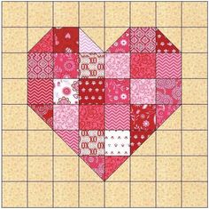 a heart shaped patchwork pattern on a tile