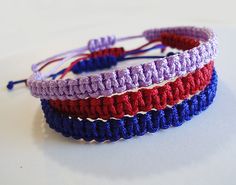 "Colorful adjustable bracelets, in solid colors. These bracelets are approximately 1/4\" Wide and have sliding closures, so you can open them up wide enough to slide your hand through and then pull them closed and adjust the tightness to your liking.  They close to approximately 6\". If this is for a small child, please let me know and I can make a smaller one just for you! Choose your color from the drop-down menu. The Multi-color Neon option is available in a separate listing here: https://www Adjustable Resizable Purple Bracelets, Purple Adjustable Bracelets As Gift, Purple Adjustable Bracelet For Gift, Purple Adjustable Length Bracelet As Gift, Adjustable Length Purple Bracelets, Handmade Bracelets In Various Colors For Gift, Adjustable Purple Braided Bracelet With Sliding Knot, Adjustable Purple Bracelet With Cord, Adjustable Purple Bangle Bracelets