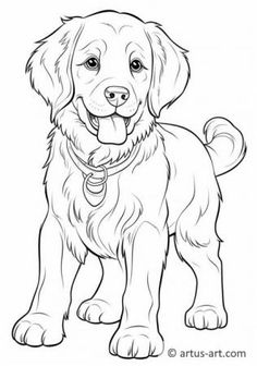 a dog coloring page with the words artus art on it and an image of a dog