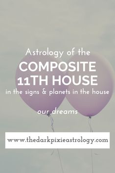 two balloons with the words astrology of the compositeite 11th house in the sky