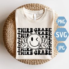 a t - shirt with the words teacher and a smiley face on it