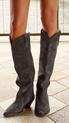 Isabel Marant Denvee Boots | Shopbop Studio C, Shoe Inspo, Stella Mccartney Adidas, Pink Plaid, Low Heels, Isabel Marant, Knee High Boots, Latest Design, Black Suede