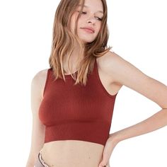 Seamless High Neck Bra Top/Crop Muscle Ribbed Stretch Tank Top Brand: Out From Under By Urban Outfitters Color: Maroon Size: M/L (Can Also Fit Xs/S) Total Length: 11.5" Condition: Nwot, New, Unworn Condition Red Seamless Crop Top Tank, Red Ribbed Sleeveless Crop Top, Red Sleeveless Ribbed Crop Top, Trendy Red Seamless Tank Top, Red Sleeveless Top With Seamless Construction, Seamless Cropped Red Crop Top, Seamless Red Cropped Crop Top, Red Sleeveless Tops With Seamless Construction, Red Casual Seamless Tank Top