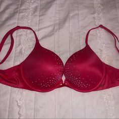 Never Worn Red Rhinestone Bra. Comes From A Smoke Free Home. Rhinestone Bra, Red Bra, Beautiful Bra, Sleep Wear, Bra Panty, Fat Face, Red Rhinestone, Wearing Red, Push Up Bra