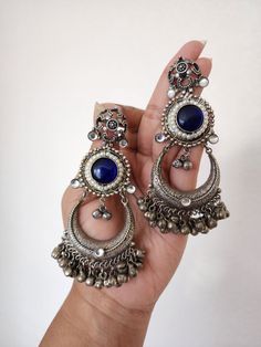 Around 4.5 inches Brass made Top is polished or coated with pure silver Note if u are in Instagram please visit website for more pics Jhumka Earrings, Visit Website, Pure Silver, Brass, Pure Products, Silver, Blue, Instagram