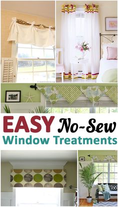 easy no sew window treatments for windows in the living room, bedroom and bathroom