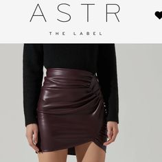 Astor The Label - Faux Leather Skirt With Knot Details. Color - Wine/ Eggplant Nwt Size Large Button Down Mini Skirt, Olive Skirt, Button Up Skirts, Mini Pencil Skirt, Wrap Mini Skirt, Wrap Maxi Skirt, Womens Maxi Skirts, Sequin Mini Skirts, Printed Maxi Skirts