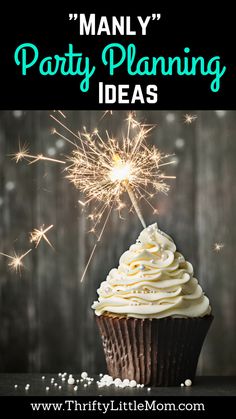 a cupcake with white frosting and sparklers in the background, says isn't each birthday a big birthday?