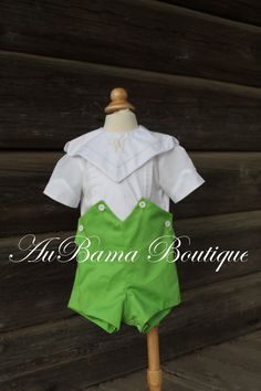 This elegant and unique set has button-on shorts and shirt with collar Shirt collar is pointed and has embroidered initial and hand embroidered feather stitch Pleats run down shirt front Buttons in back Button-on shorts have points in front; snaps at crotch Can make in most any color combination For older boys, can make pull on shorts Message us your color preferences Shirt With Collar, Feather Stitch, Embroidered Initials, Pull On Shorts, Clothing Sets, Collar Shirt, Boys Clothing, Shirt Collar, Color Combination