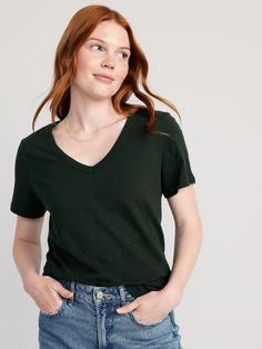 EveryWear V-Neck T-Shirt | Old Navy Women's V Neck Tshirt, Cheap Versatile V-neck Top For Spring, Cheap V-neck Fall Shirt, Cheap Fall V-neck Shirt, Cheap V-neck T-shirt With Button Closure, Affordable Casual Split Neck V-neck Top, Affordable Trendy V-neck Knit Top, Cheap Relaxed Fit V-neck Shirt, Cheap Fitted V-neck T-shirt