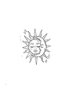 a drawing of the sun with its eyes closed