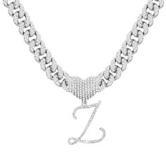 PRICES MAY VARY. 【Initial Pendant Necklace】Cursive Initial Pendant necklaces come in two types: cuban chain and cubic zirconia chain. The necklace has 900 crystals and a heart-shaped cursive letter pendant on a cuban link chain. The necklace has a snap closure. It is easy to wear. There are 96 cubic zirconia in a classic size with a zircon diameter of 0.15 inches, paired with an elegant zircon buckle. Ideal for wearing every day. Furthermore, it's a great way to display the initials of your love Silver Name Necklace With Chain For Valentine's Day, Valentine's Day Silver Name Necklace With Chain, Chain With Pendant, Alphabet Pendant, Alphabet Necklace, Miami Cuban Link Chain, Miami Cuban Link, Cuban Link Chain Necklaces, Miami Cuban