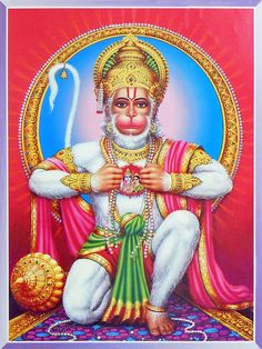 the hindu god is sitting in front of a red background with his arms crossed and legs crossed