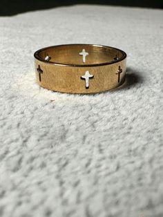 Golden Cross Ring Symbols: golden ring, minimalist, gold, elegant, Jesus cross, Christian jewelry Material: stainless steel (suitable for allergy sufferers) Ideal gift for birthday, confirmation #jewelrylove #uniquebeautiful #stainlesssteeljewelry #jewelry #christianjewelry gold ring, stainless steel jewelry Golden Cross, Cross Christian, Jesus Cross, Golden Ring, Cross Ring, Ring Minimalist, Christian Jewelry, Jesus On The Cross, Steel Jewelry