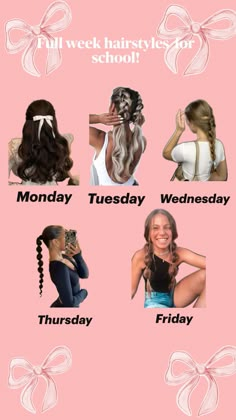 Pretty good hairstyles so you might wanna pin this Week Of Hairstyles, Hairstyles For The Week, Pretty Hairstyles For School, Week Hairstyles, Cute School Hairstyles, Summer Glowup, Hairstyles For Everyday, Good Hairstyles, Hair Styles For School