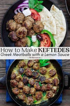 how to make keftedess greek meatballs with lemon sauce in a cast iron skillet