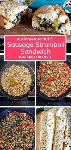 sausage stromboli sandwich recipe in four pictures