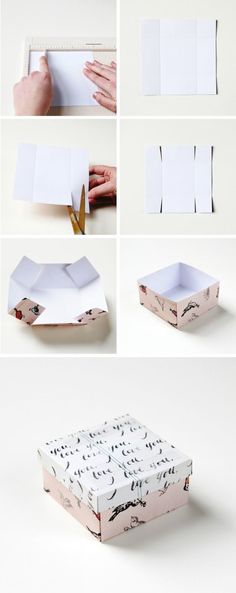 the instructions for how to make an origami box with scissors and paper on it