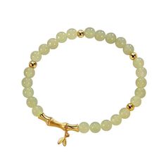 LOVCIA Beaded Bracelet with Imitation Hetian Jade and Bamboo Joint Design Elevate your style with the exquisitely crafted LOVCIA Beaded Bracelet. This unique piece blends traditional elegance with modern sophistication, making it a must-have accessory for any jewelry collection. Key Features: Exquisite Beads: Each bead measures 16mm and is finely crafted to imitate Hetian jade, renowned for its smooth texture and elegant green hue. Bamboo Joint Design: The bracelet features intricate bamboo join Gold Crystal Bracelet With 108 Round Beads, Elegant Green Charm Bracelet With Round Beads, Gold Jade Beaded Bracelets For Spiritual Purposes, Gold Jade Beaded Bracelets For Spiritual Wear, Spiritual Gold Jade Beaded Bracelets, Elegant Green Beaded Charm Bracelet, Adjustable Jade Pearl Bracelet With Round Beads, Gold Stretch Bracelet With 108 Round Beads, Elegant Hand-strung Jade Stretch Bracelet