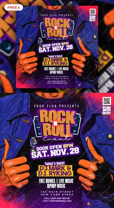 an event flyer for rock and roll