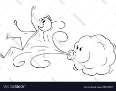 an angry cartoon character kicking up a cloud