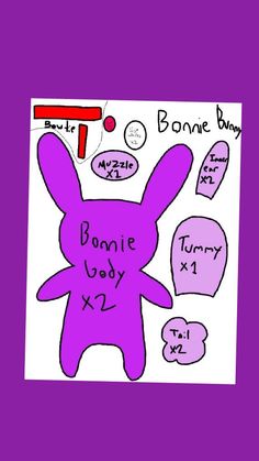 a drawing of a purple bunny with the words bonnie body x2