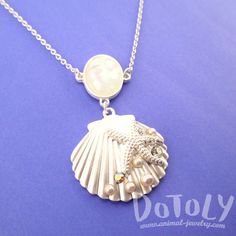 Seashell Starfish Ocean Inspired Mermaid Jewelry Pendant Necklace in Silver | DOTOLY Silver Shell With Pearl Pendant, Ocean-inspired Silver Shell Necklace, Silver Pearl Shell Necklace, Silver Shell-shaped Pearl Necklace, Silver Pearl Necklace In Shell Shape, Silver Pearl Shell For Beach, Beach Silver Pearl Shell, Silver Seashell Necklace, Seashell Pendants