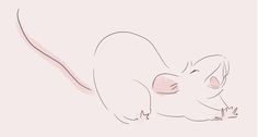 a drawing of a mouse on a pink background