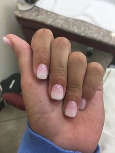 Really Short Dip Powder Nails, White And Pink Ombre Nails Short, Pink And White Ombré Acrylic Nails, Short Dip Ombre Nails, Dip Nails White Tip, Pink And White Dip Powder Nails Ombre, Dip Powder Nails Pink And White, Short Ombre Pink And White Nails, Pink And White Dipped Nails