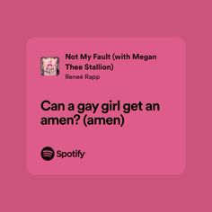 a pink square with the words can a gay girl get an amen?