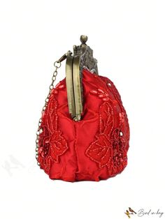 BirdinBag - Party-ready Mini Novelty Bag adorned with Beads and Sequins Red Bag, Novelty Bags, Evening Bags, 20 Cm, Sequin, Kiss, Bag Lady, Satin, Beads