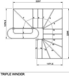 a drawing of a triple winder with the measurements for each side and top section