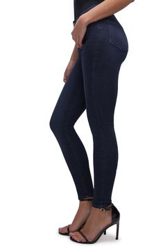 Designed to fit every body, these shapely skinnies feature a cool indigo wash and a smoothing high waist. 28 1/2" inseam; 10" leg opening; 10 1/2" front rise; 15" back rise (size 8) Zip fly with button closure Five-pocket style 98% organic cotton, 2% elastane Machine wash, line dry Imported Women's Clothing Organic Content Standard (OCS)–certified. OCS uses third-party verification to confirm the amount of organically grown material in a final product OEKO-TEX®–certified materials free of harmfu Versatile Stretch Dark Wash Jeans, Fitted Dark Wash Bottoms, Versatile Dark Wash Stretch Bottoms, Versatile Stretch Dark Wash Bottoms, Dark Wash Slim Fit Full-length Bottoms, Stretch Mid-rise Dark Wash Jeans, Versatile Full-length Dark Wash Jeans, Fitted Dark Wash Bottoms With 5-inch Inseam, Versatile Full Length Dark Wash Jeans