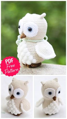 crocheted owl amigurt pattern with instructions to make it look like an owl