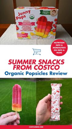 an advertisement for summer snacks from costco, including popsicles and gummy pops