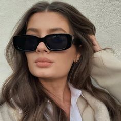 New Black Women’s Sunglasses. Stylish And Chic. Classic Modern Look. Small Sunglasses, نظارات شمسية, Uv Sunglasses, Black Rectangle, Trendy Sunglasses, Shades Sunglasses, Cool Sunglasses, Rectangular Sunglasses, Rectangle Sunglasses