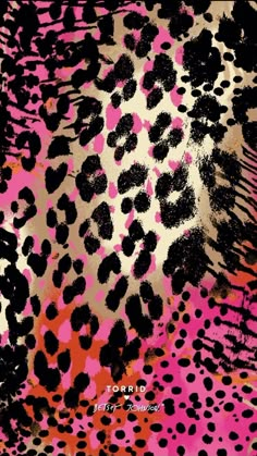 an animal print with pink and black spots