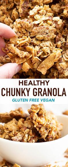 healthy chunky granola is an easy and delicious snack to make for lunch or dessert