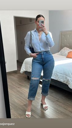 Outfit Buchifresa, Spring Outfits With Jeans, Mom Outfits Spring, Outfit Ideas For Black Women, Casual Oufits, Outfits Gorditas, Summer Casual Outfit, Winter Outfits Ideas, Outfits Con Jeans